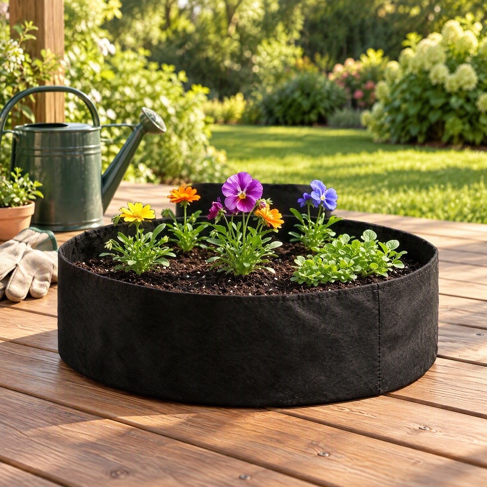 Grow Bag - Büyük, Yuvarlak Keçe Dikim Torbası, 130x30